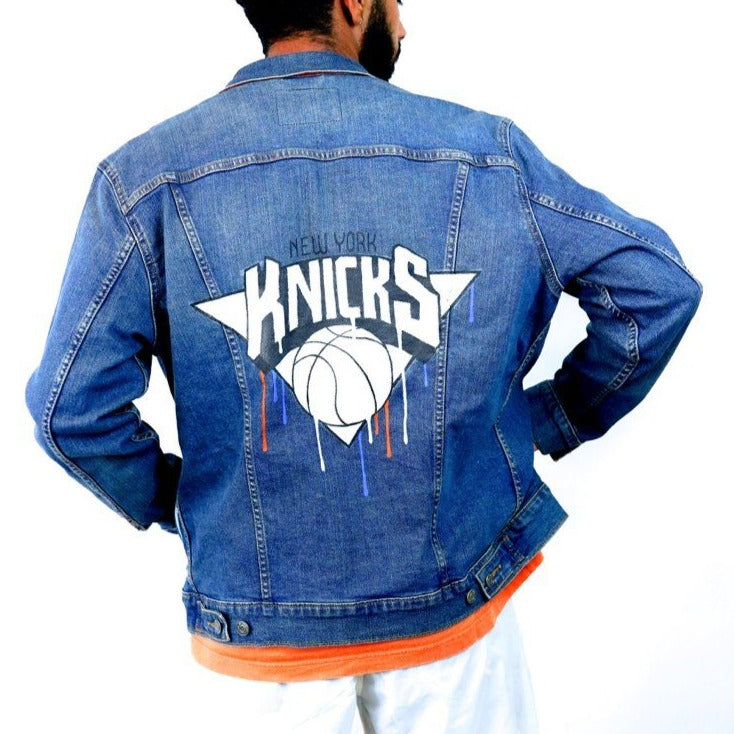 Wild Collective Knicks Graphic Back Denim Jacket