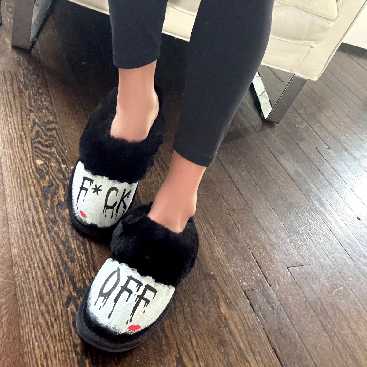 'F Off' Painted Slippers