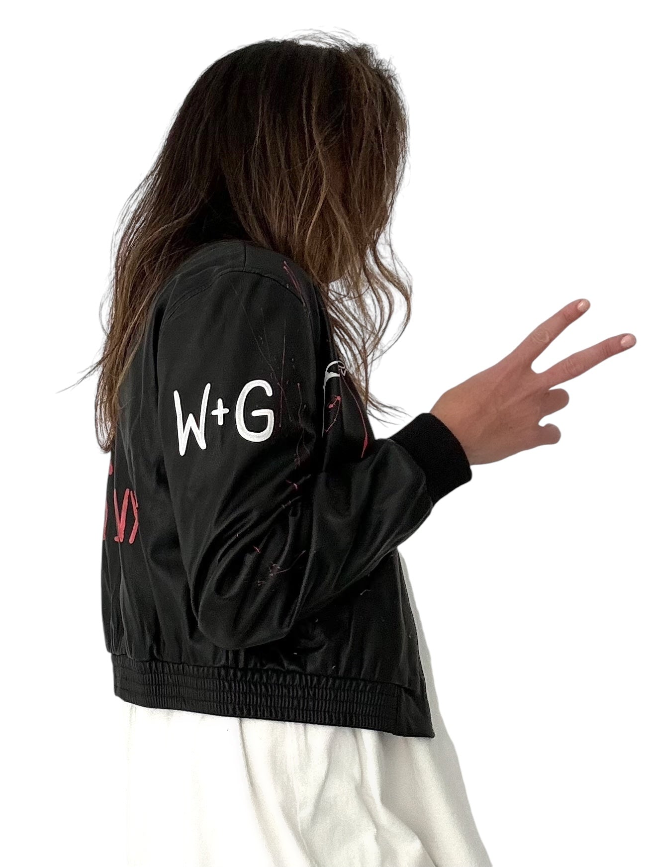 'Ze W+G Bomber' Painted Leather Jacket