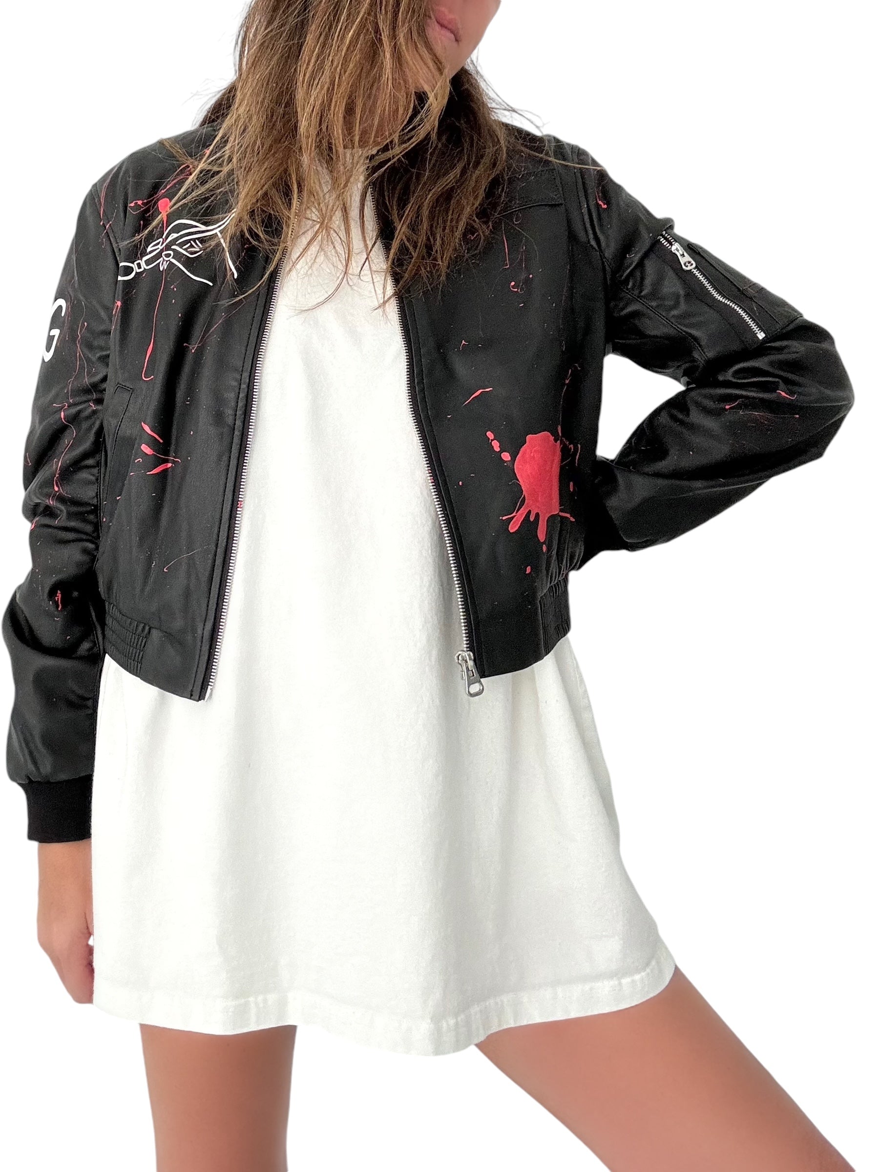 'Ze W+G Bomber' Painted Leather Jacket