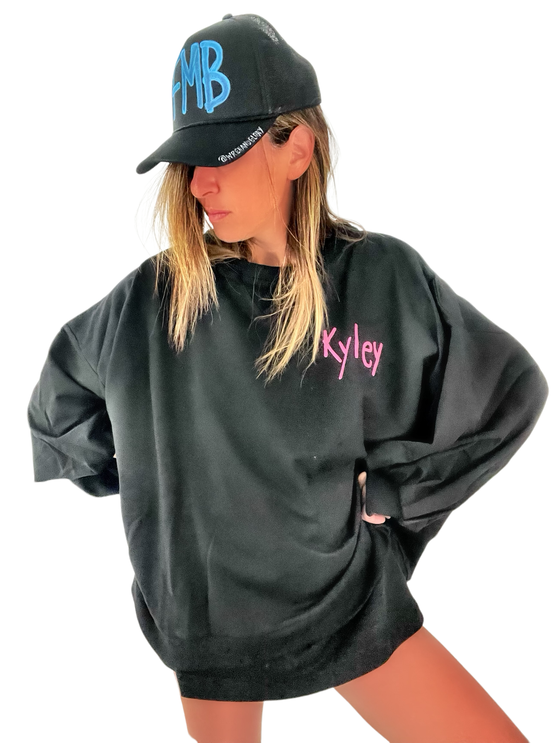 'Basic But Personalized' Painted Black Crewneck