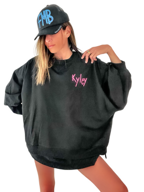 'Basic But Personalized' Painted Black Crewneck