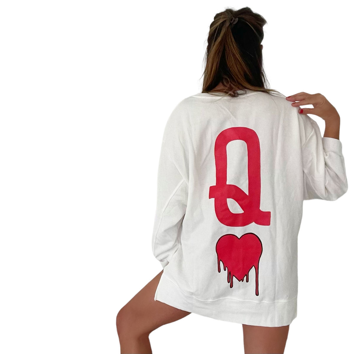 'Q of Hearts' Painted Sweatshirt