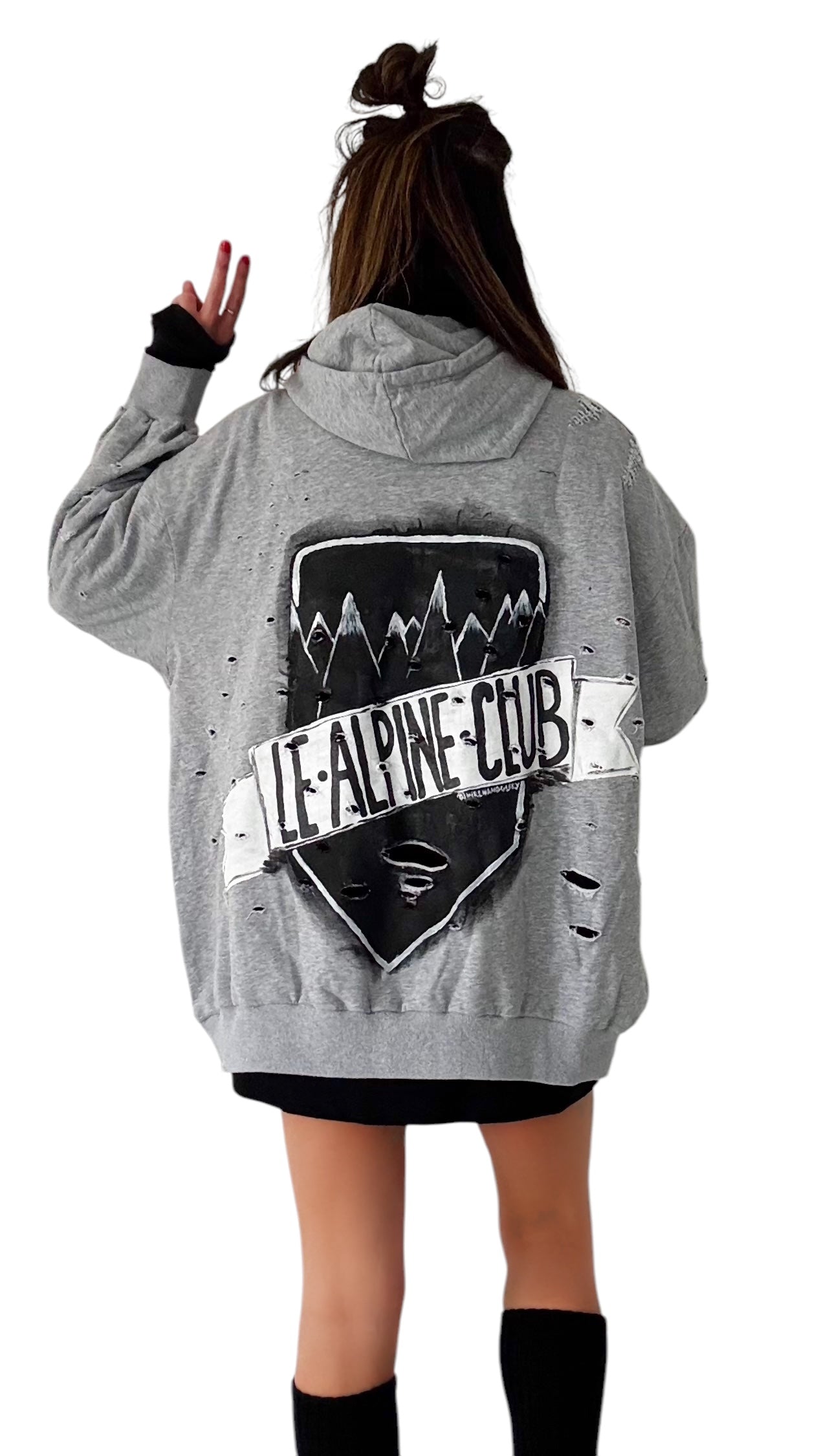 'Le Alpine Club' Painted Hoodie