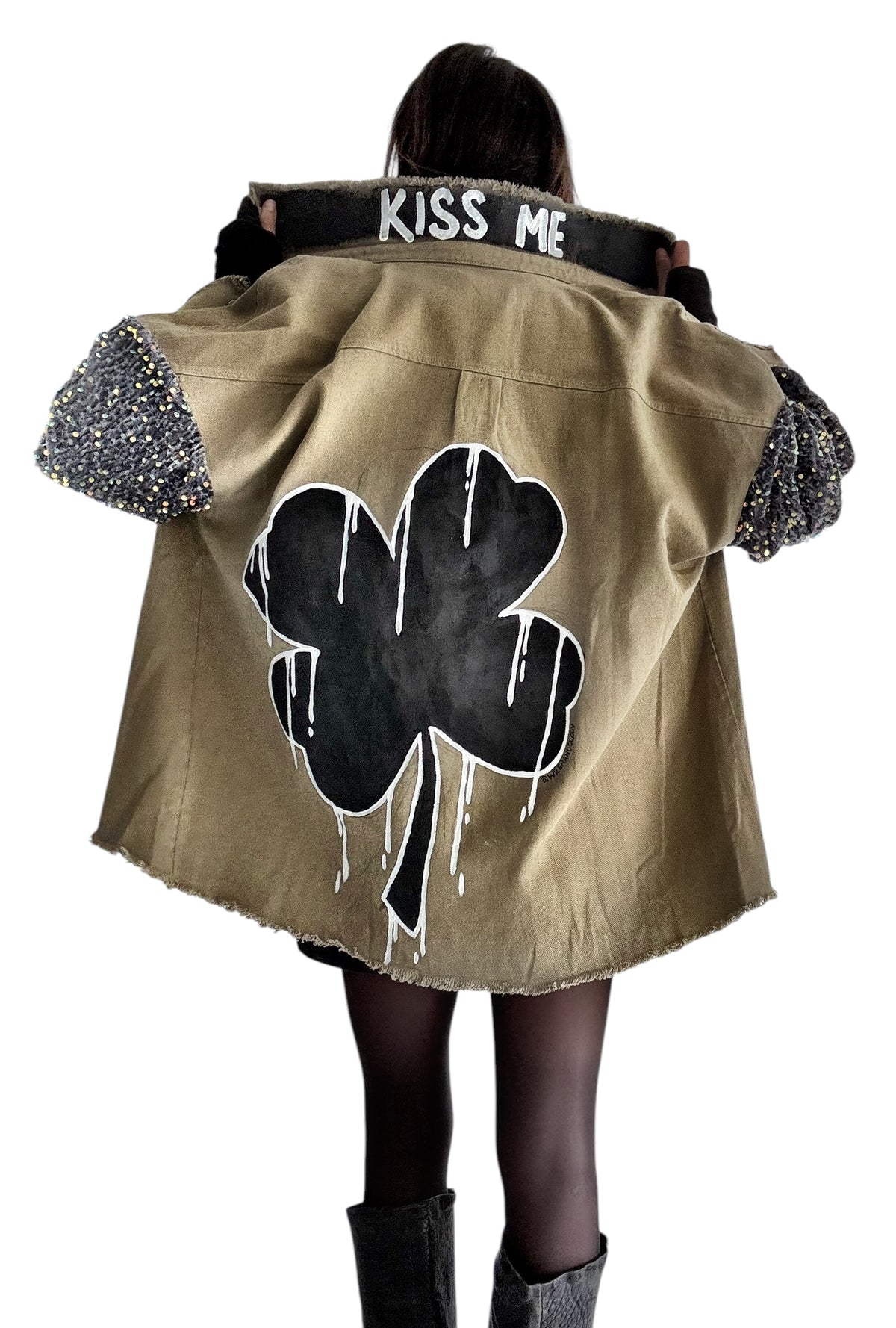 'Clover Shadows' Painted Jacket