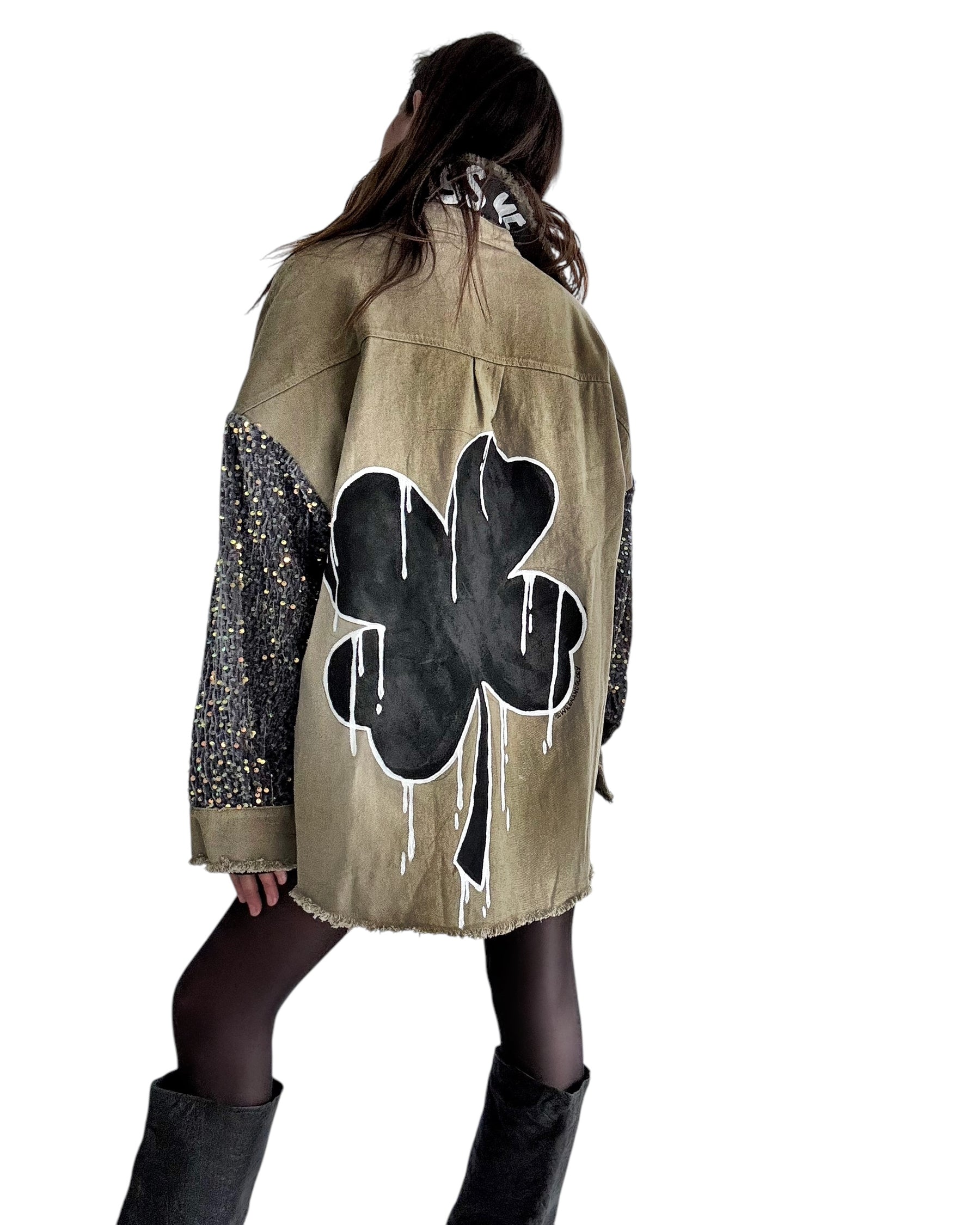 'Clover Shadows' Painted Jacket