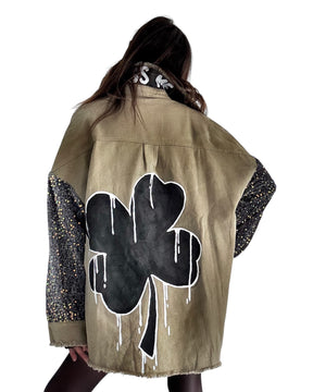 'Clover Shadows' Painted Jacket