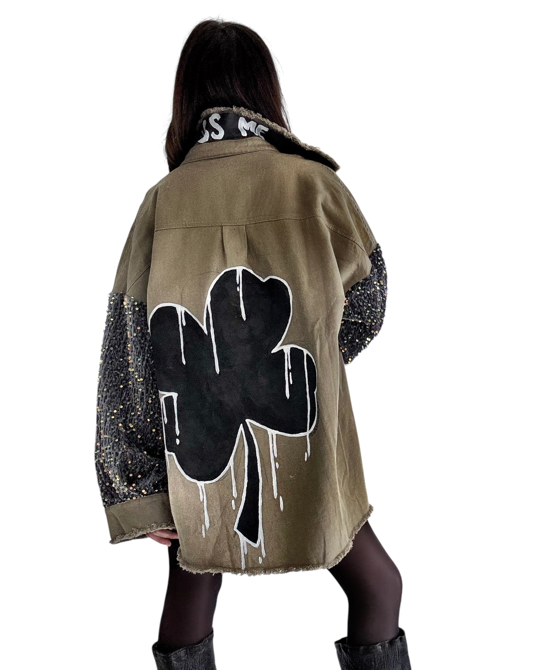 'Clover Shadows' Painted Jacket