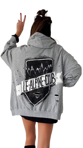 'Le Alpine Club' Painted Hoodie