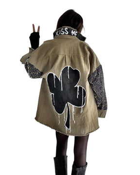 'Clover Shadows' Painted Jacket