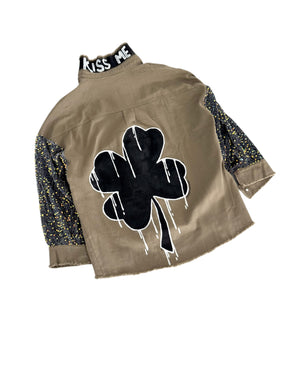 'Clover Shadows' Painted Jacket