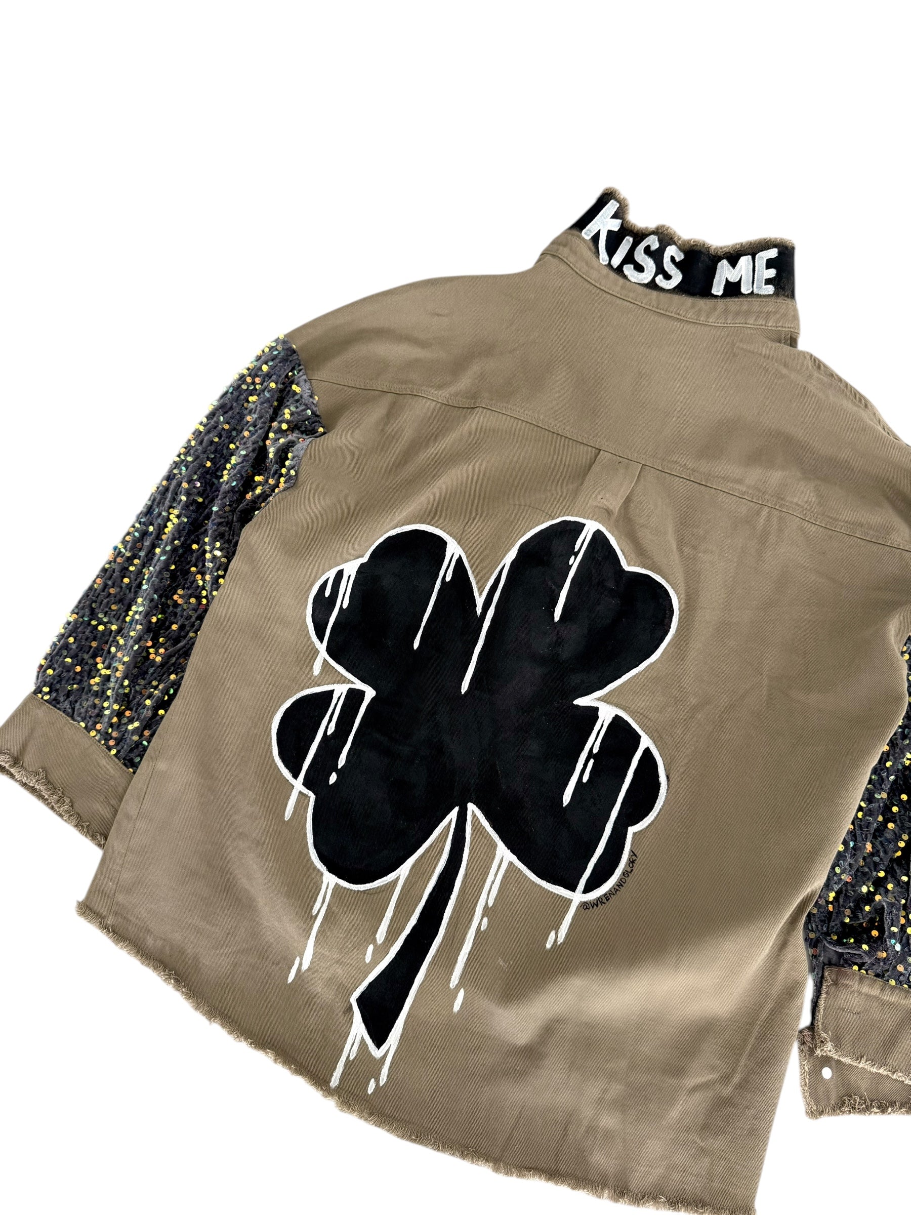 'Clover Shadows' Painted Jacket