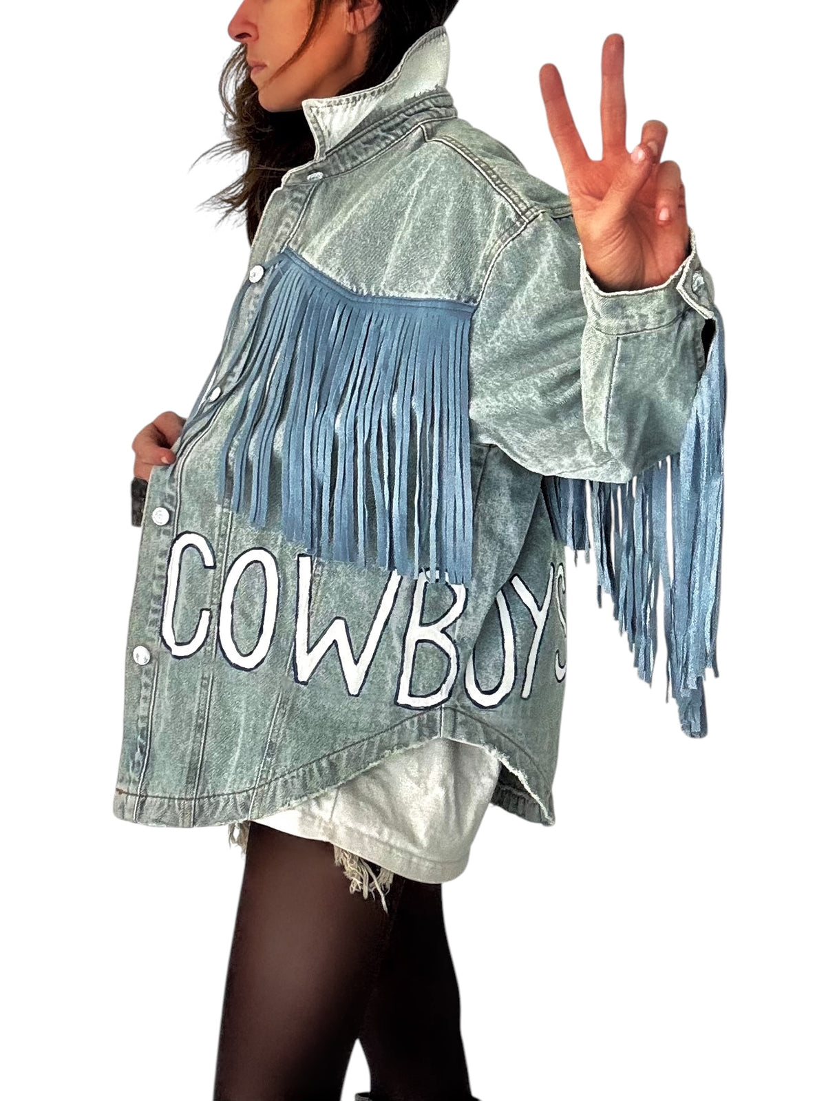 'Cowboys & Tequila' Denim & Fringe Jacket