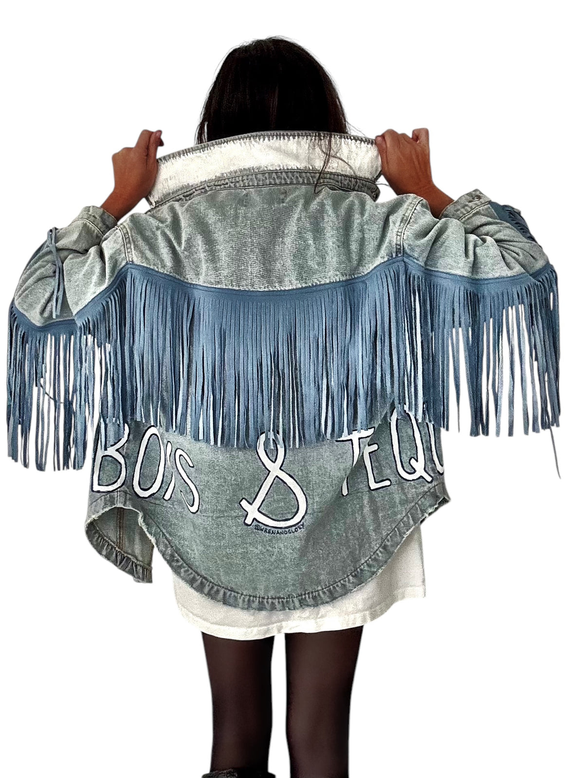 'Cowboys & Tequila' Denim & Fringe Jacket