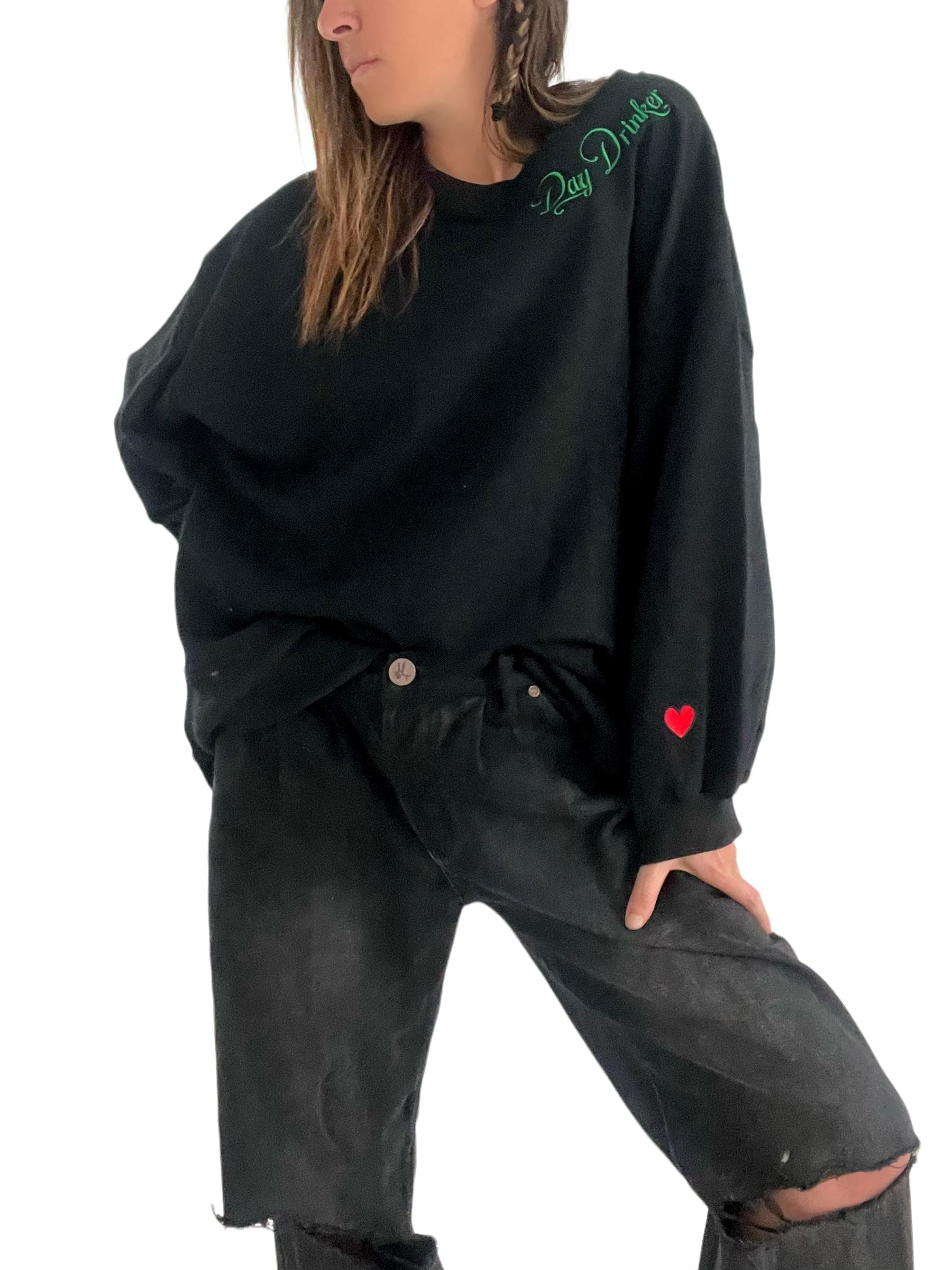 'Day Drinker' Embroidered Sweatshirt