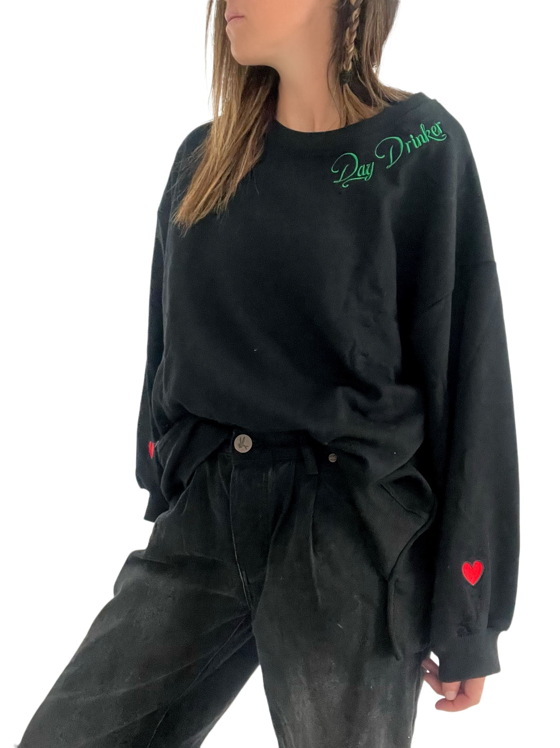 'Day Drinker' Embroidered Sweatshirt