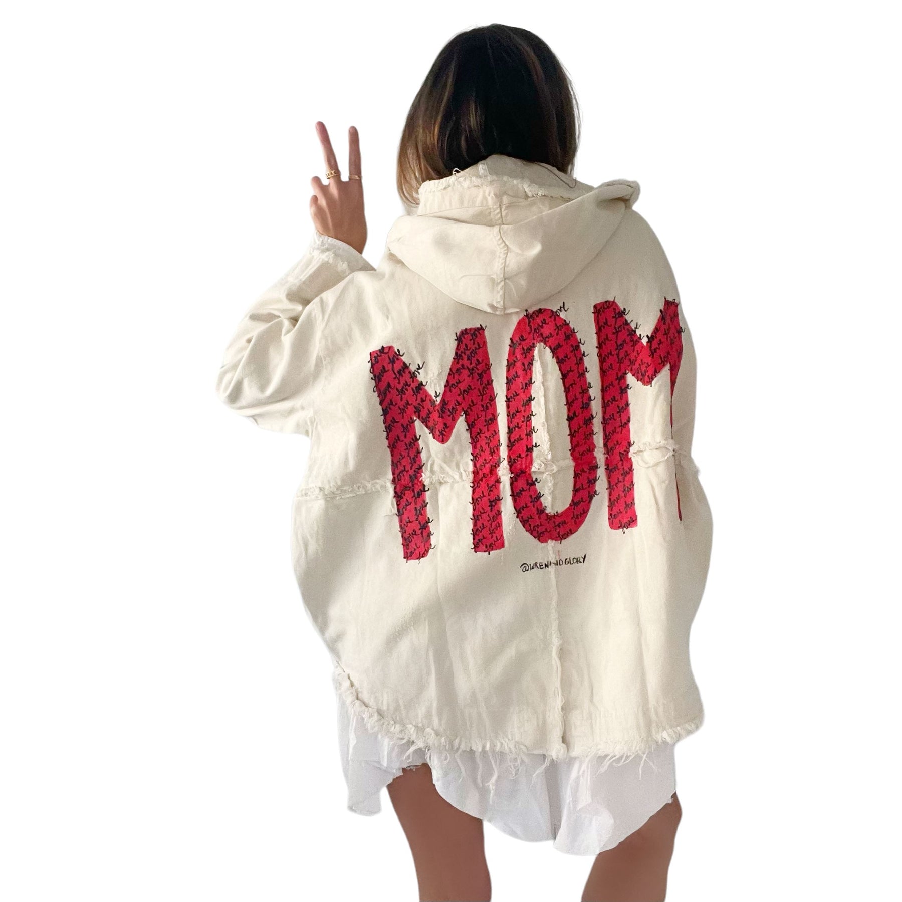 Love, Mom' Ivory Denim Jacket