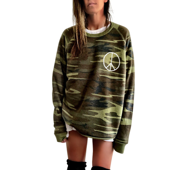 Long sales camo sweatshirt